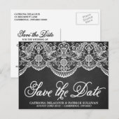 Postale Faire-part Rustic Brocade Lace Enregistrer la date Carte post (Devant / Derrière)