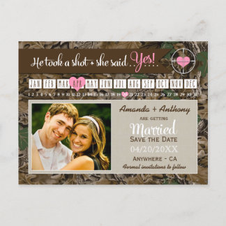Postale Faire-part Rustic Camo Calendrier Photo Enregistrer Les Carte