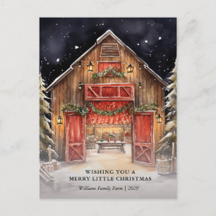 Postale Faire-part Rustic Red Grange Country Company Carte de Noël