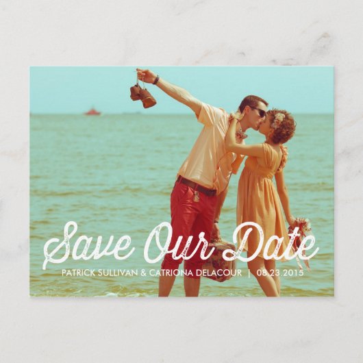 Postale Faire-part Rustic Retro Typographie Enregistrer la date Carte (Devant)