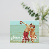 Postale Faire-part Rustic Retro Typographie Enregistrer la date Carte (Debout devant)