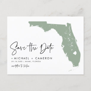 Postale Faire-part Sage Green Florida Carte Script moderne Enregistre