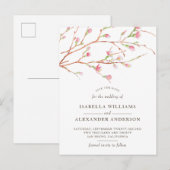 Postale Faire-part Sakura aquarelle | Carte de réservation Fleur de c (Devant / Derrière)