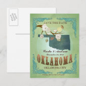Postale Faire-part Sauver la date - Carte de l'Oklahoma avec de beaux (Devant / Derrière)