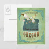 Postale Faire-part Sauver la date - Carte de l'Oregon avec de beaux o (Devant / Derrière)