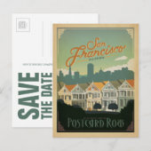 Postale Faire-part Save the date | San Francisco, CA - Ligne carte po (Devant / Derrière)
