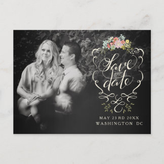 Postale Faire-part Script Lettrage Enregistrer la date Photo Carte po