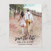 Postale Faire-part Script Photo Boho Moderne Enregistrer La Carte Pos (Devant)