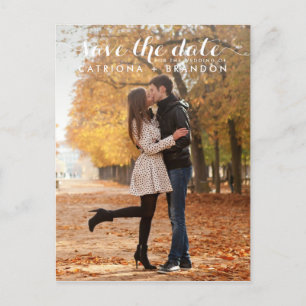 POSTALE FAIRE-PART SCRIPT WHIMSICAL BLANC ENREGISTRER LA DATE CARTE P