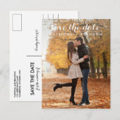 POSTALE FAIRE-PART SCRIPT WHIMSICAL BLANC ENREGISTRER LA DATE CARTE P (Devant / Derrière)