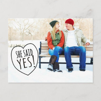 Postale Faire-part Simple Love Elle a dit oui Carte de sauvegarde de
