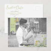 Postale Faire-part Simplicité Feuille verte Enregistrer La Carte Post (Devant / Derrière)