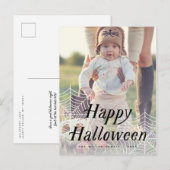 Postale Faire-part Spider Web Happy Halloween Carte photo (Devant / Derrière)