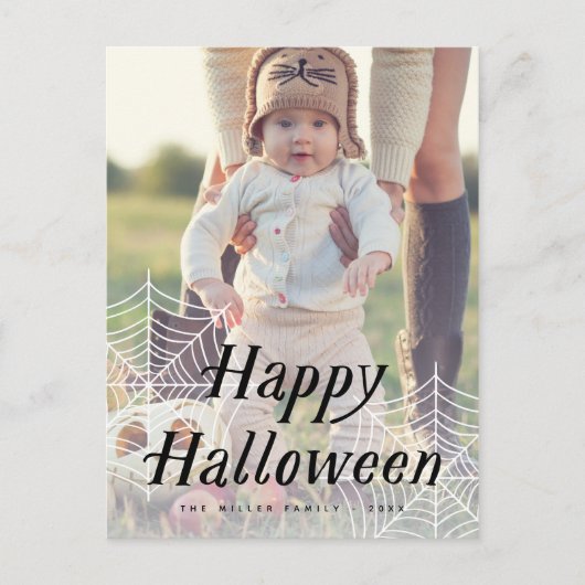 Postale Faire-part Spider Web Happy Halloween Carte photo (Devant)