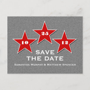 Postale Faire-part Star Trio Enregistrer la date Carte postale, Rouge