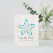 Postale Faire-part Starfish Turquoise Rustique Enregistrer la carte p (Debout devant)