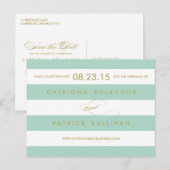 Postale Faire-part Stripes classiques Mint Enregistrer la carte posta (Devant / Derrière)