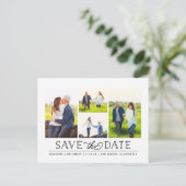 Postale Faire-part Style Blanc 4 Photo Enregistrer la date Carte post (Debout devant)