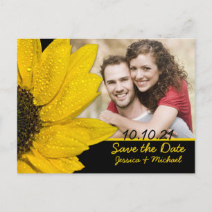 Postale Faire-part Sunflower Photo Wedding Enregistrer la date Carte