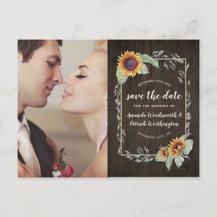 Postale Faire-part Tournesol Rustique Aquarelle Enregistrer Les Carte