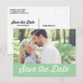 POSTALE FAIRE-PART TYPOGRAPHIE RÉTRO VERT MENTHE CARTE DE SAUVEGARDE  (Devant / Derrière)