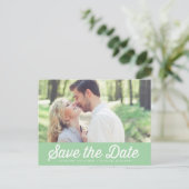 POSTALE FAIRE-PART TYPOGRAPHIE RÉTRO VERT MENTHE CARTE DE SAUVEGARDE  (Debout devant)