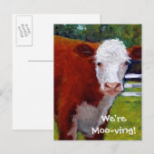 POSTALE FAIRE-PART VACHE : ON DÉPLACE LA CARTE (Devant / Derrière)