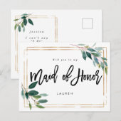 Postale Faire-part verdure d'or vous serez ma domestique de carte (Devant / Derrière)