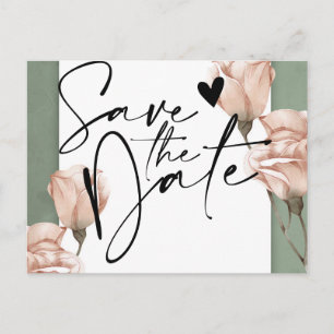 Postale Faire-part vert tendance Enregistrer la date Annonce Carte po