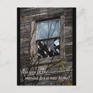 Postale Faire-part Vieille Maison Délabrée Carte de Publicité Immobil