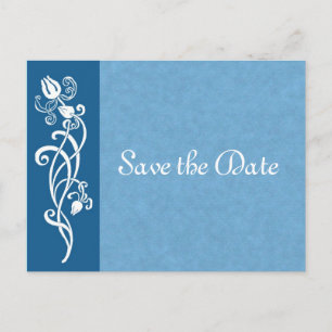 Postale Faire-part Vin Tulip en bleu Enregistrer la date Carte postal