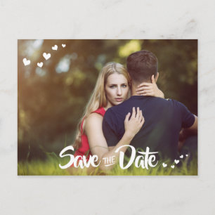 Postale Faire-part White Hearts Your Photo Save the Date Carte postal