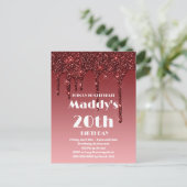 Postale Faux Glittery carte d'anniversaire 20e pour elle (Debout devant)