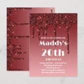 Postale Faux Glittery carte d'anniversaire 20e pour elle (Devant / Derrière)