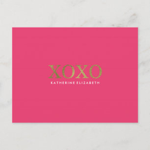 Postale Faux Gold Foil sur Carte de remerciements XOXO ros