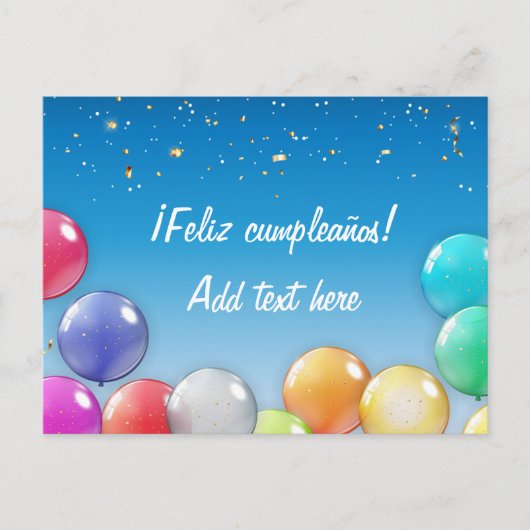 Postale ¡Feliz cumpleaños ! Carte d'anniversaire espagnole (Devant)