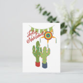 Postale Feliz Navidad carte de vacances avec cactus décoré (Debout devant)