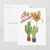 Postale Feliz Navidad carte de vacances avec cactus décoré (Devant / Derrière)