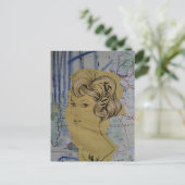Postale Femme vintage et carte mixte  (Debout devant)
