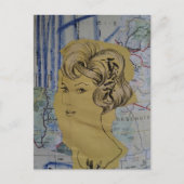 Postale Femme vintage et carte mixte  (Devant)
