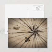 Postale Fermer le rose éolien sur la carte antique (Devant / Derrière)