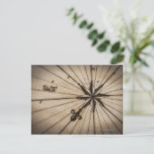 Postale Fermer le rose éolien sur la carte antique (Debout devant)