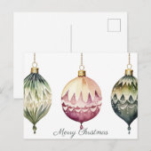 Postale Festive Baubles Carte de voeux de Noël (Devant / Derrière)