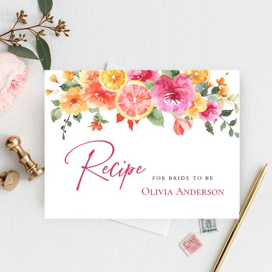 Postale Festive Fleurs Lumineuses Citrus Carte de recette 