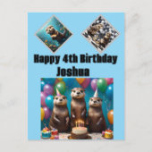 Postale Fête d'anniversaire des triplés loutres, Carte d'a (Devant)