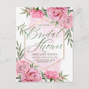 Postale Fête de mariage Jolies roses aquarelles Carte po
