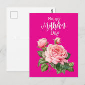 Postale Fête des mères avec carte rose (Devant / Derrière)