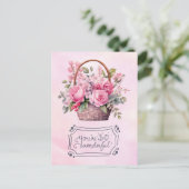 Postale Fête des mères avec carte rose (Debout devant)