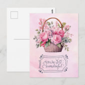 Postale Fête des mères avec carte rose (Devant / Derrière)