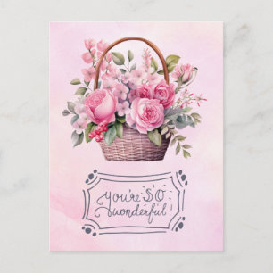 Postale Fête des mères avec carte rose